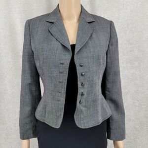 Tahari Birdseye Pattern Wool Single Breasted Wool Blazer Suit Jacket Women's 4P